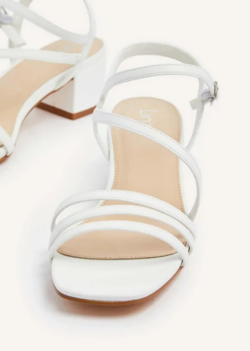 Linzi Afia White Faux Leather Strappy Heeled Sandal