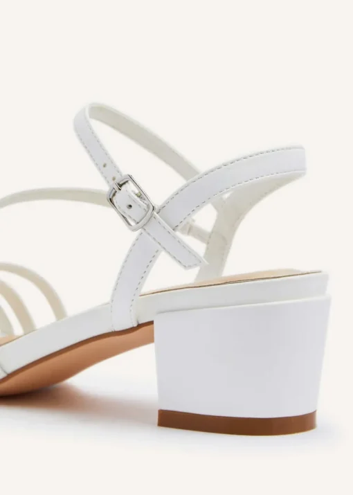 Linzi Afia White Faux Leather Strappy Heeled Sandal