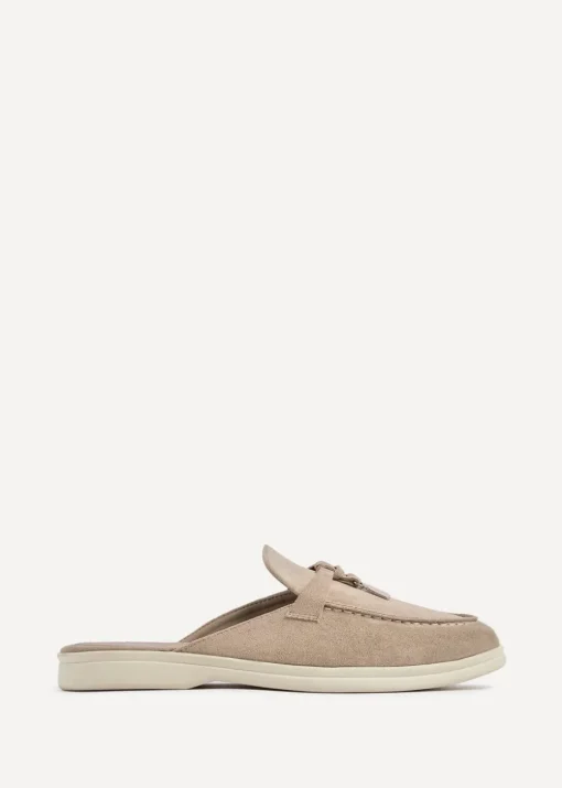 Linzi Alix Mocha Faux Suede Slip On Summer Mule