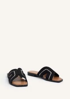 Linzi Amour Black Link Diamante Strap Sandal