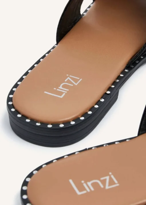 Linzi Amour Black Link Diamante Strap Sandal
