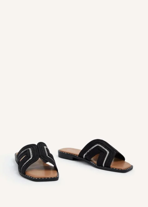 Linzi Amour Black Link Diamante Strap Sandal