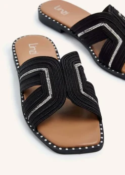 Linzi Amour Black Link Diamante Strap Sandal