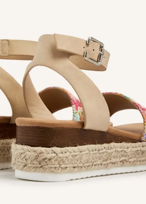 Linzi Anya Multi Coloured Raffia Flatform Sandal