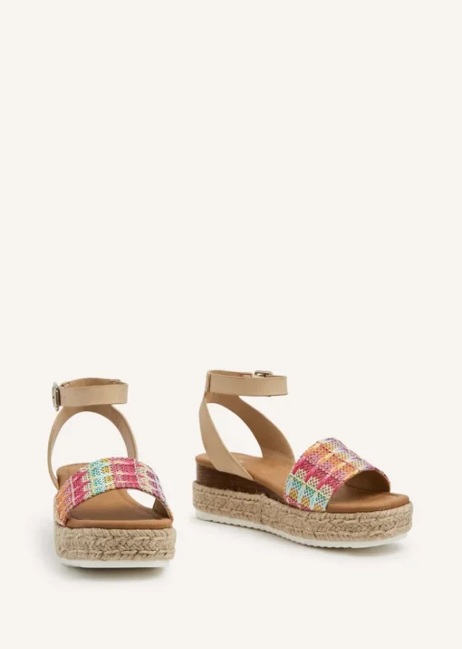Linzi Anya Multi Coloured Raffia Flatform Sandal
