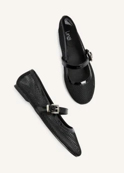 Linzi Arielle Black Mesh Mary Jane Pump