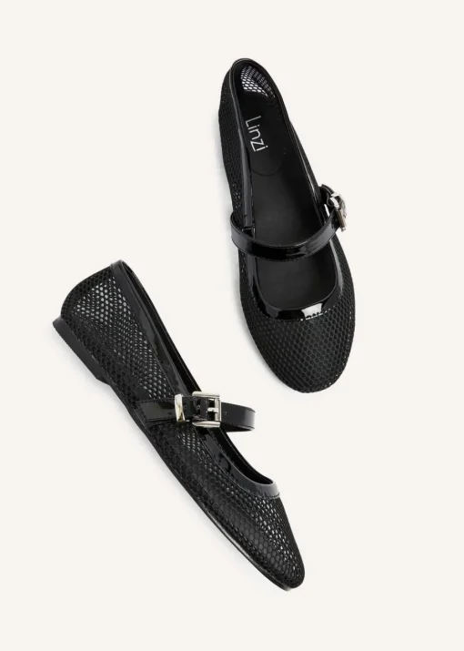 Linzi Arielle Black Mesh Mary Jane Pump