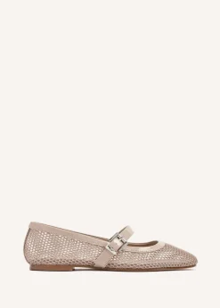 Linzi Arielle Nude Mesh Mary Jane Pump