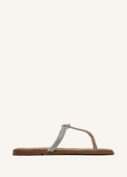 Linzi Avril Silver Diamante Toe Post Slider Sandal