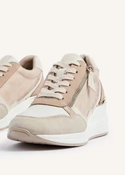 Linzi Aylin Camel Colour Block Wedge Trainer