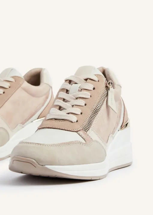 Linzi Aylin Camel Colour Block Wedge Trainer
