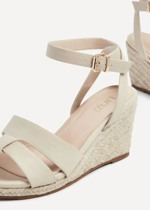 Linzi Bahia Sand Faux Leather Espadrille Inspired Wedge