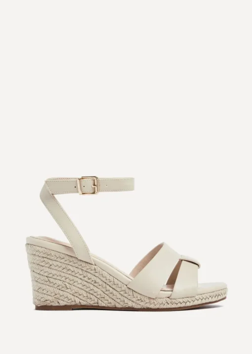 Linzi Bahia Sand Faux Leather Espadrille Inspired Wedge