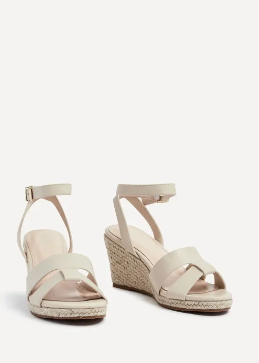 Linzi Bahia Sand Faux Leather Espadrille Inspired Wedge