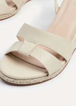 Linzi Bahia Sand Faux Leather Espadrille Inspired Wedge