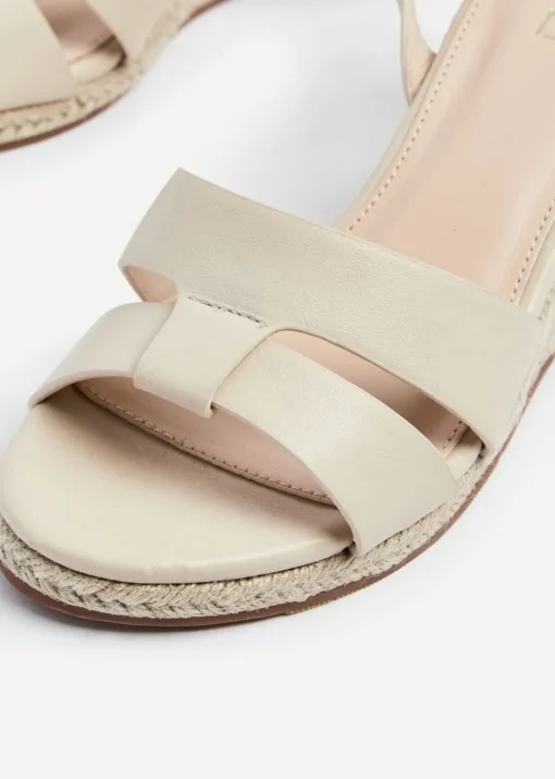 Linzi Bahia Sand Faux Leather Espadrille Inspired Wedge