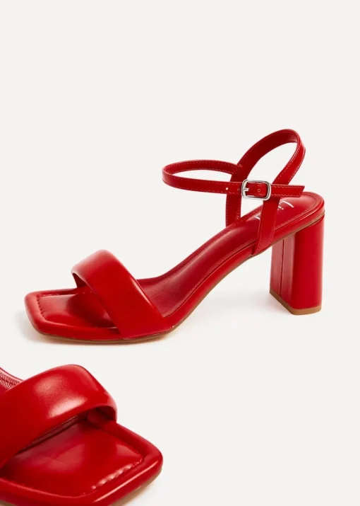 Linzi Balfour Red Faux Leather Block Heeled Sandal