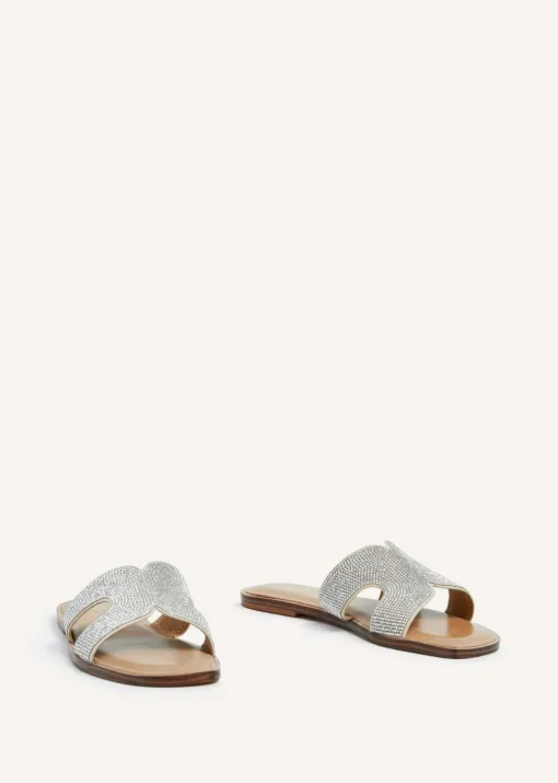Linzi Becca Silver Diamante Embellished Slider Sandal