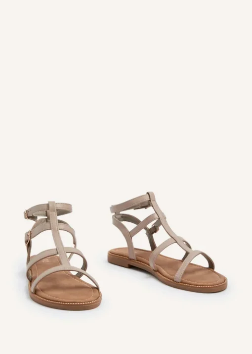 Linzi Belinda Taupe Faux Leather Gladiator Style Sandal