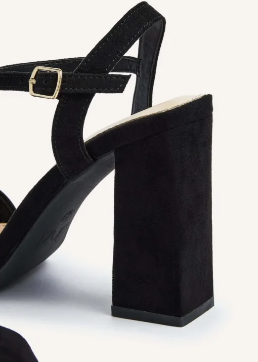 Linzi Beverley Black Faux Suede Block Heeled Sandal