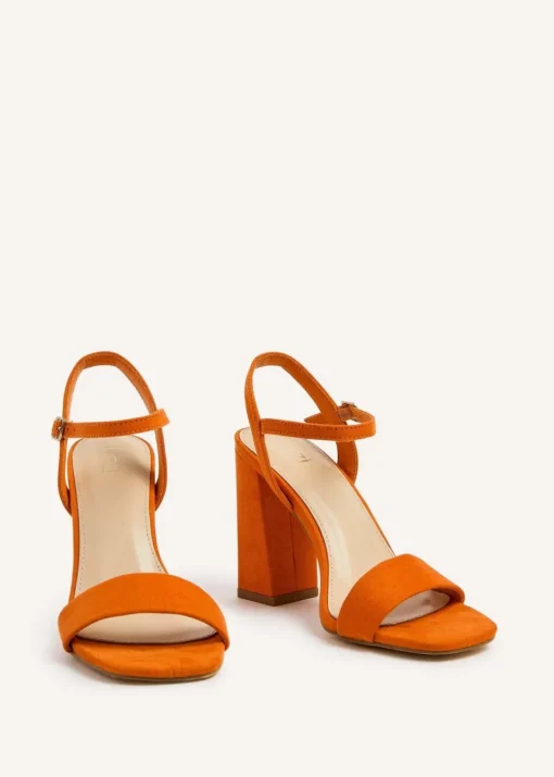 Linzi Beverley Orange Faux Suede Block Heeled Sandal