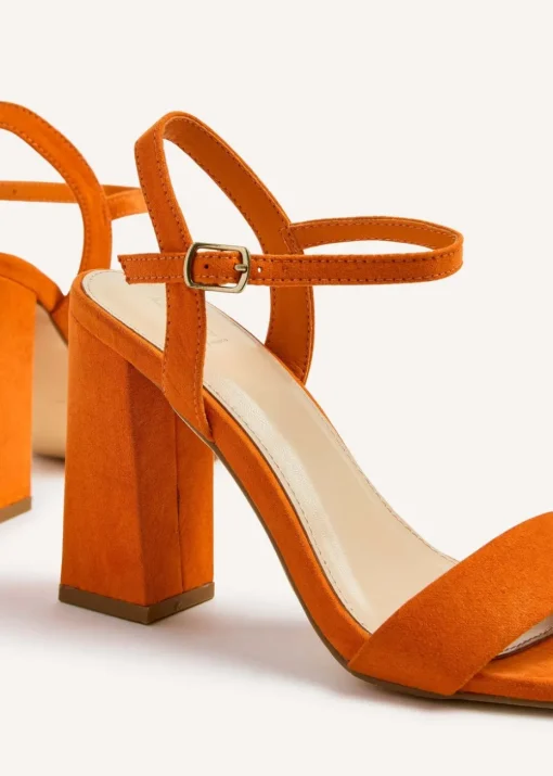 Linzi Beverley Orange Faux Suede Block Heeled Sandal