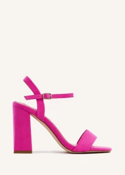Linzi Beverley Pink Faux Suede Block Heeled Sandal