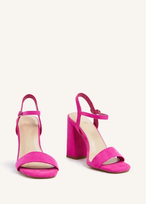 Linzi Beverley Pink Faux Suede Block Heeled Sandal
