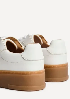 Linzi Blanca White Faux Leather Lace-Up Flatform Trainers