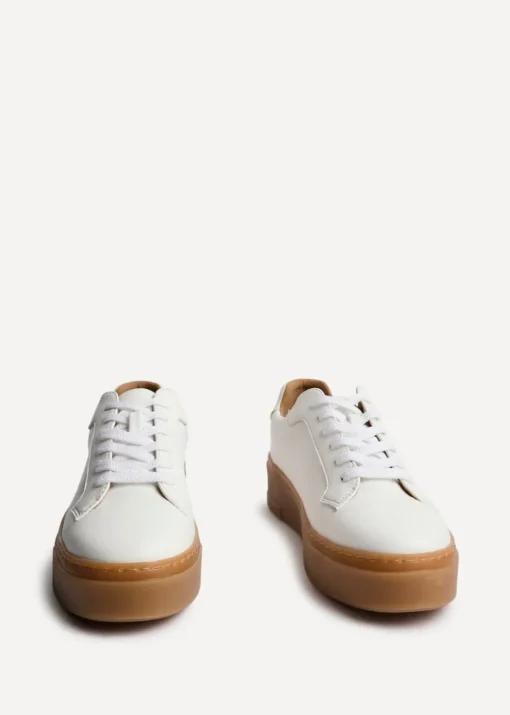 Linzi Blanca White Faux Leather Lace-Up Flatform Trainers