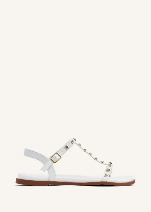 Linzi Bliss White Faux Leather T-Bar Footbed Sandal