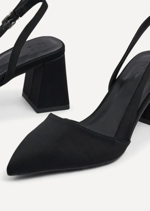 Linzi Brooklyn Black Scuba Sling Back Court Heel