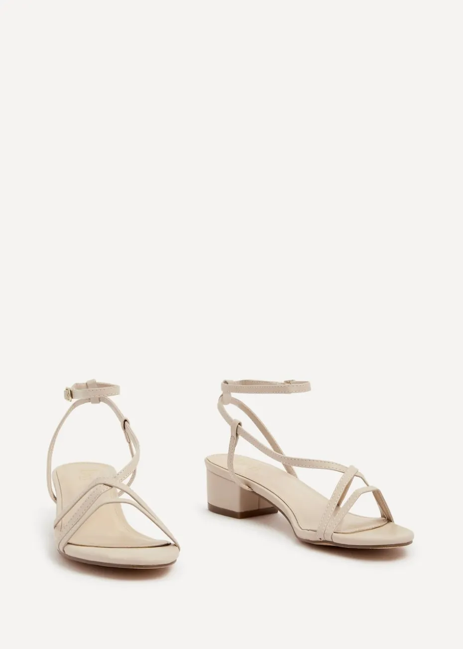 Linzi Calista Nude Faux Leather Strappy Low Block Sandal