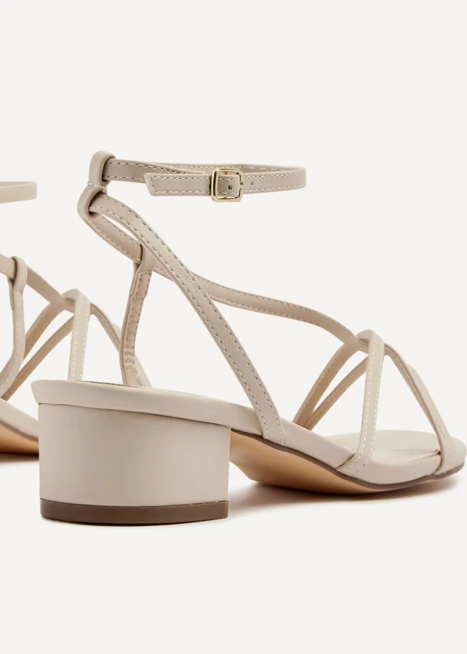 Linzi Calista Nude Faux Leather Strappy Low Block Sandal
