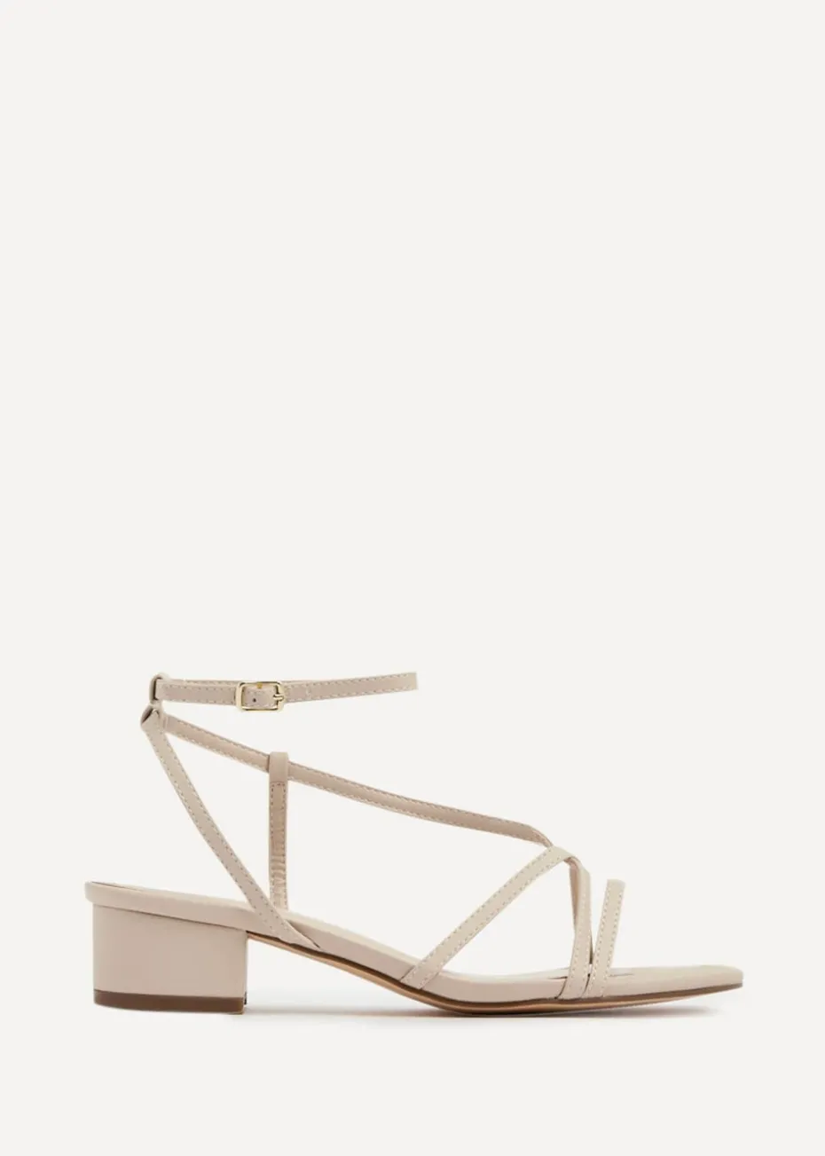 Linzi Calista Nude Faux Leather Strappy Low Block Sandal