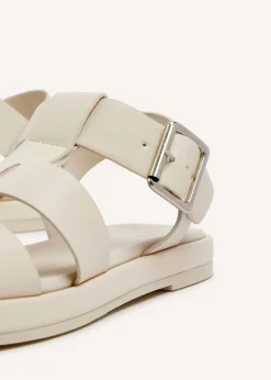 Linzi Camden Ivory Faux Leather Gladiator Style Sandal