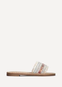 Linzi Carel White Multi Woven Embellished Flat Sandals