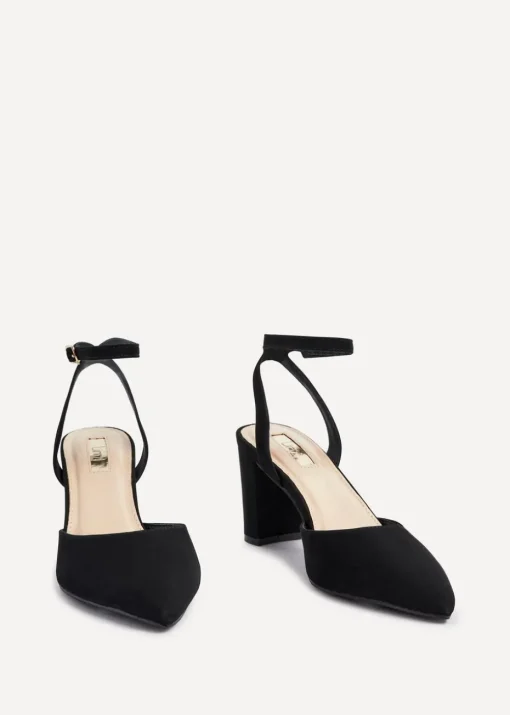 Linzi Carrie Black Faux Suede Mid Height Court Shoe