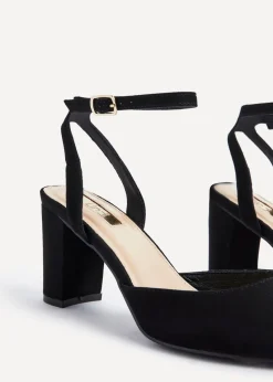 Linzi Carrie Black Faux Suede Mid Height Court Shoe