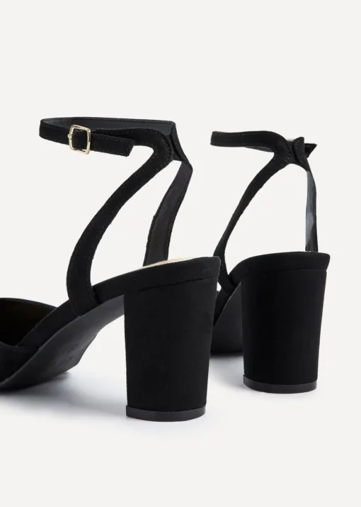 Linzi Carrie Black Faux Suede Mid Height Court Shoe