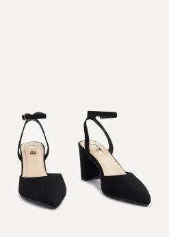 Linzi Carrie Black Faux Suede Mid Height Court Shoe