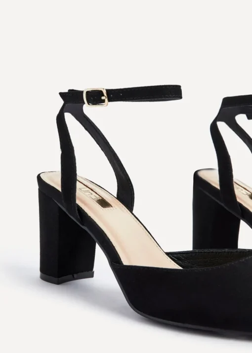 Linzi Carrie Black Faux Suede Mid Height Court Shoe