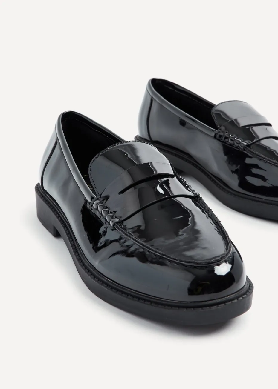 Linzi Cartia Wide Fit Black Patent Loafer