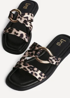 Linzi Cassandra Leopard Print Double Strap Sandal