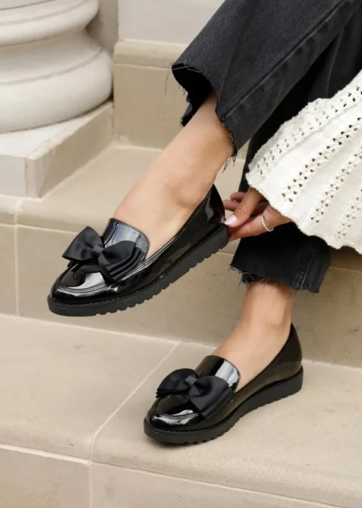 Linzi Cathy Black Patent Classic Slip On Loafer