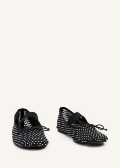 Linzi Cecilia Black Mesh & Diamante Mary Jane Pump