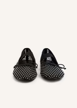 Linzi Cecilia Black Mesh & Diamante Mary Jane Pump