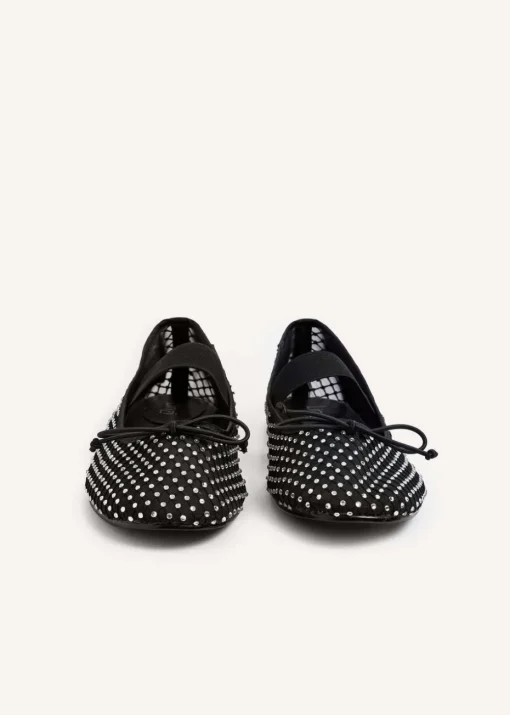 Linzi Cecilia Black Mesh & Diamante Mary Jane Pump