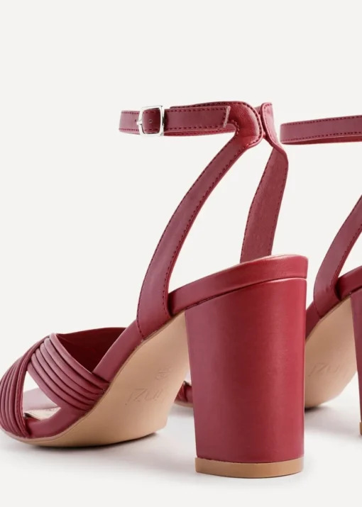 Linzi City Burgundy Faux Leather Block Heel