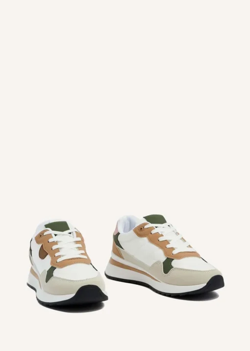 Linzi Clapham Beige Two-Tone Wedged Trainer